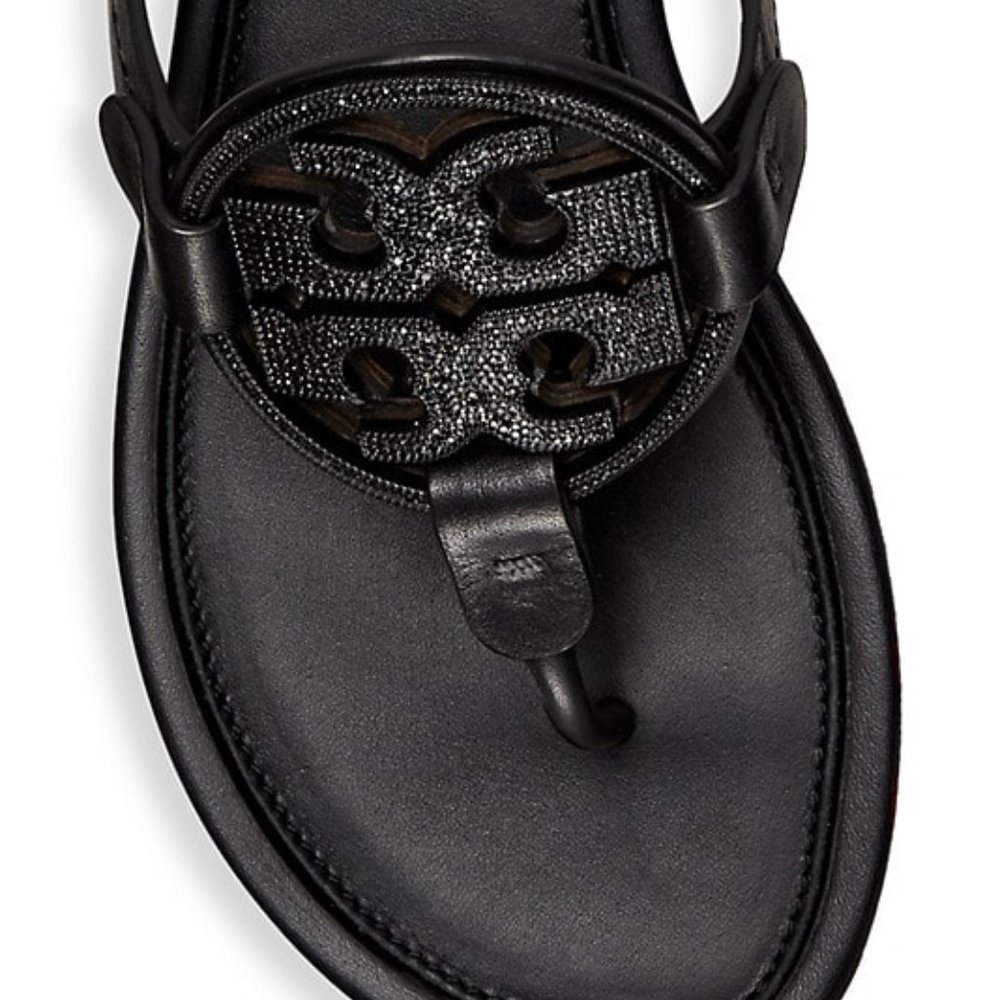 Tory Burch Miller Embellished Logo Sandal NWT